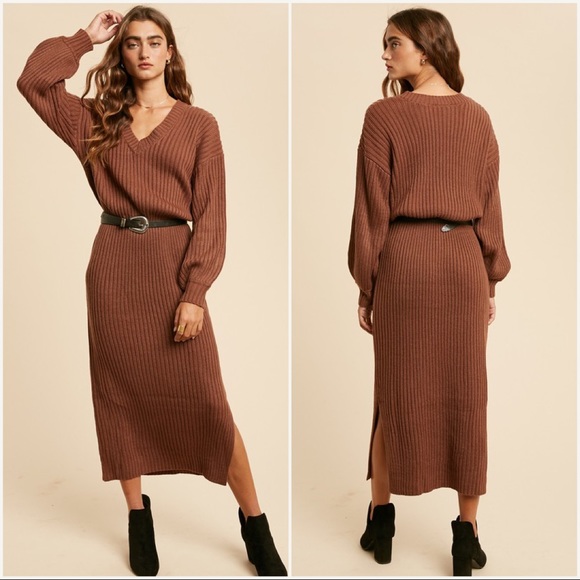 Brown Knit Sweater Dress - Picture 4 of 4